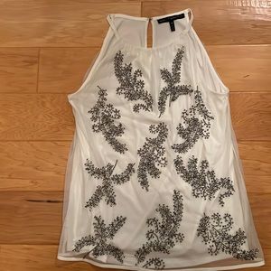 WHBM white camisole with embellished crystals, size medium.